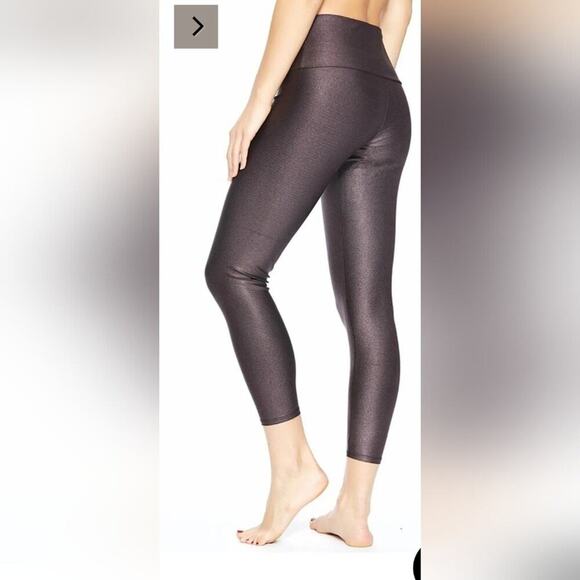 Onzie FLOW High Rise Plum Purple Sparks Iridescent Ankle Athletic Leggings S/M - Picture 12 of 12